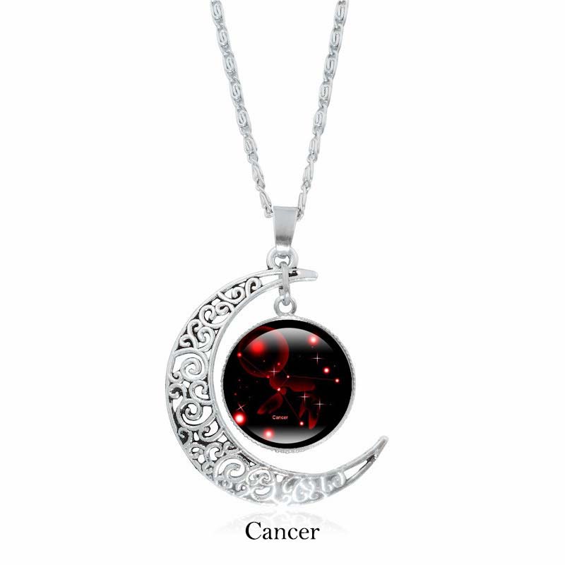 Buddha Stones 12 Constellations of the Zodiac Moon Protection Necklace Chain Pendant Necklaces & Pendants BS Cancer
