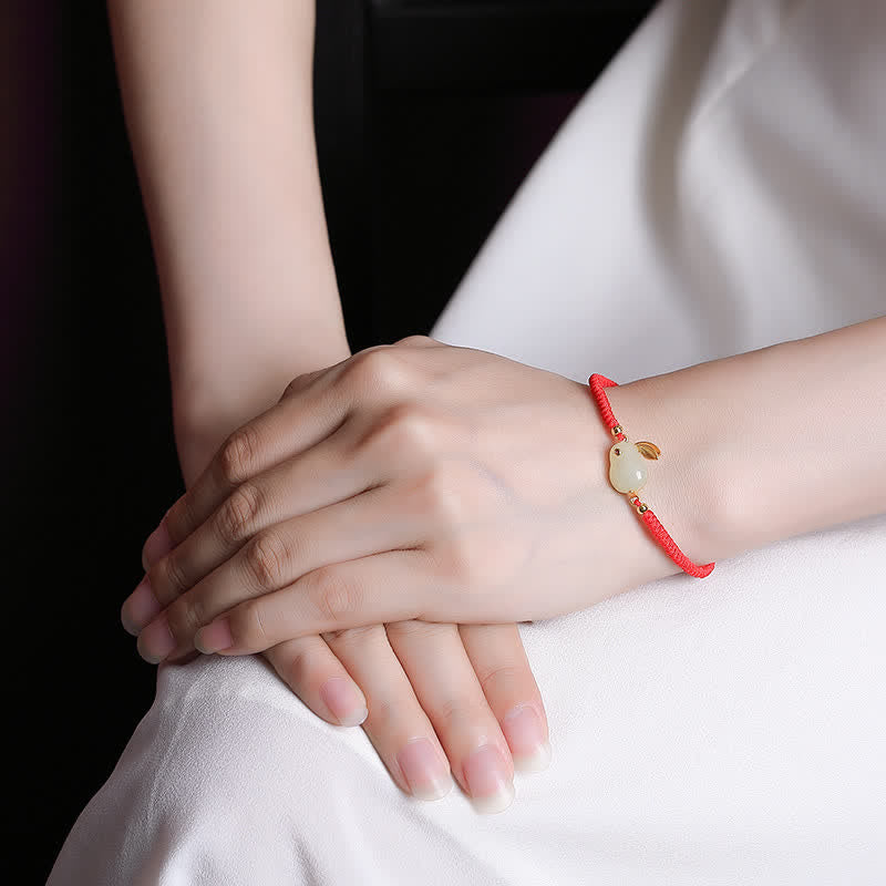 Buddha Stones 925 Sterling Silver Year of the Rabbit Hetian White Jade Luck Red String Protection Bracelet Bracelet BS 1