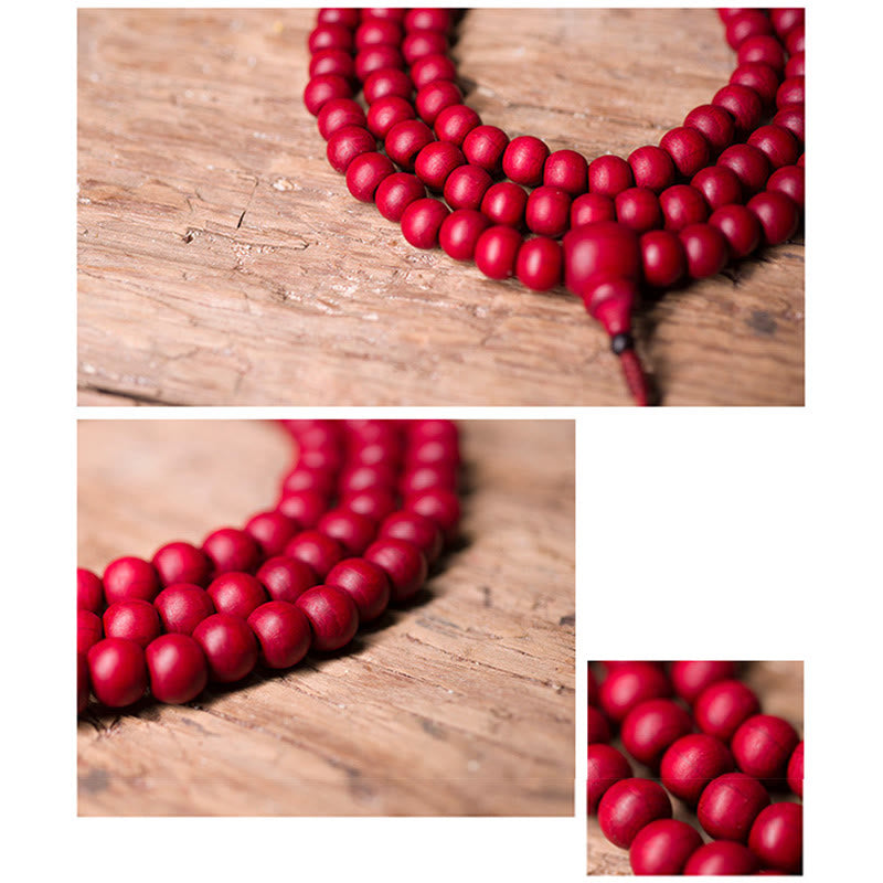Buddha Stones 108 Mala Beads Natural Abelia Biflora Wood Protection Bracelet Mala Bracelet BS 9