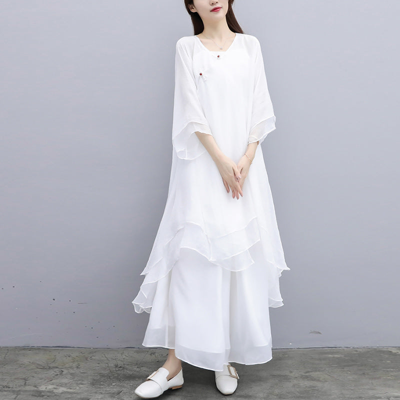 Buddha Stones 3Pcs Yoga Chiffon Clothing Uniform Meditation Zen Practice Women's Set - image 21