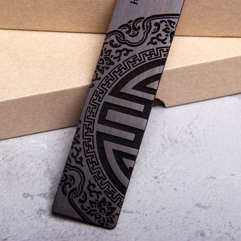 Foviel Zen Enlightenment Quotes Ebony Wood Small Leaf Red Sandalwood Bookmarks With Gift Box