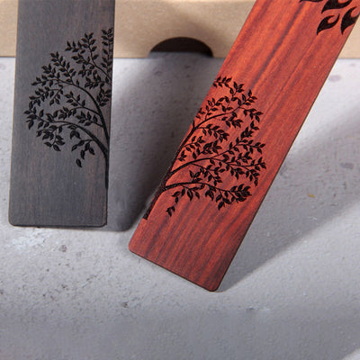 Foviel Sun Tree Ebenholz Holz kleine Blatt rote Sandelholz Lesezeichen mit Geschenk-Box
