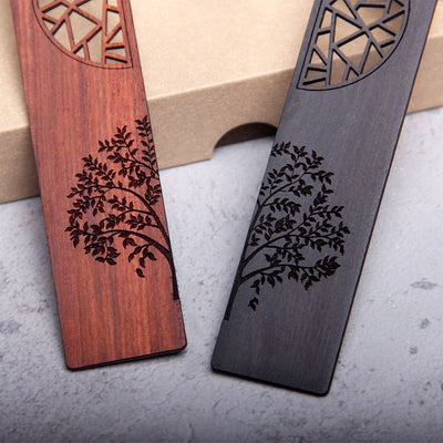 Foviel Signets « Arbre de vie » en bois d'ébène et bois de santal rouge, avec coffret cadeau