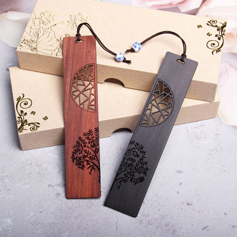 Foviel Signets « Arbre de vie » en bois d'ébène et bois de santal rouge, avec coffret cadeau
