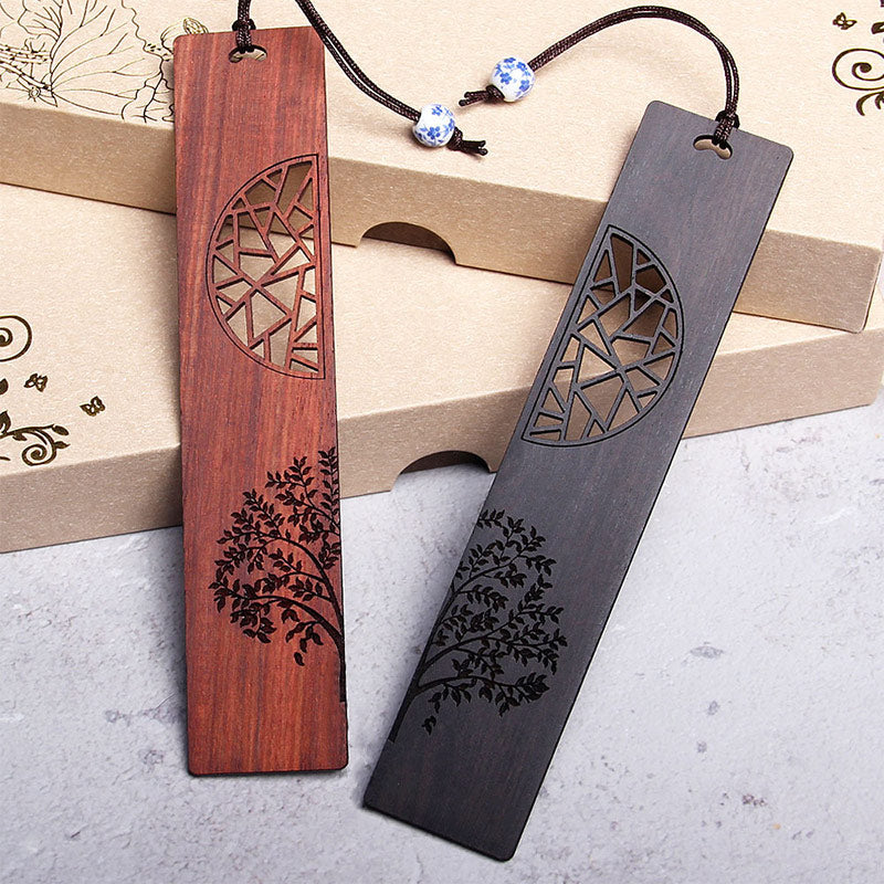 Foviel Signets « Arbre de vie » en bois d'ébène et bois de santal rouge, avec coffret cadeau