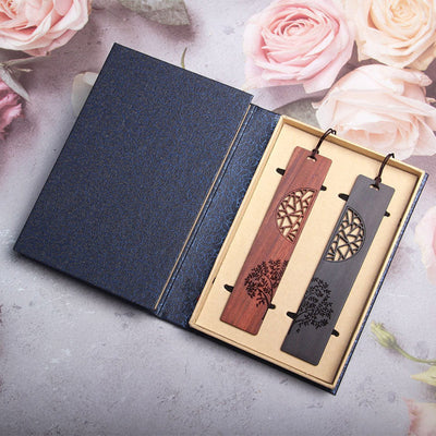 Foviel Signets « Arbre de vie » en bois d'ébène et bois de santal rouge, avec coffret cadeau