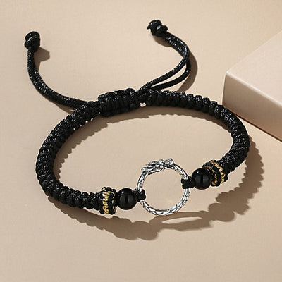 Foviel Handmade 925 Sterling Silver Year of the Dragon Phoenix Peace Buckle Luck Couple Bracelet