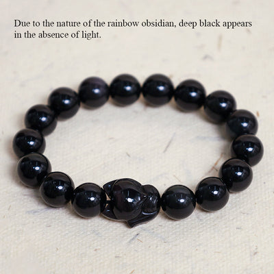 Buddha Stones Rainbow Obsidian Fox Healing Positive Bracelet - image 6