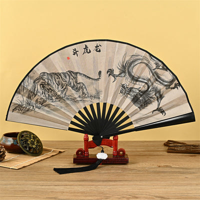 Foviel Drachen Phoenix Tiger Kranich Adler Wolf Koi Fisch Handheld Faltfan Lotusigar Fan