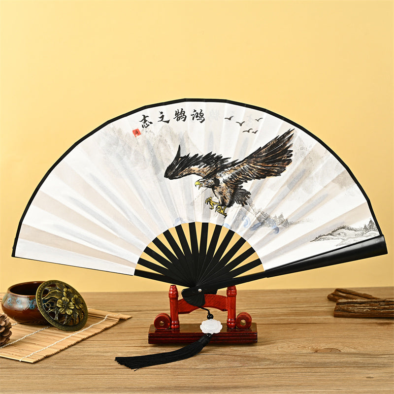 Foviel Drachen Phoenix Tiger Kranich Adler Wolf Koi Fisch Handheld Faltfan Lotusigar Fan