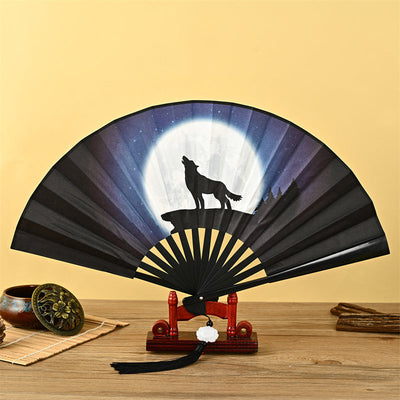 Foviel Drachen Phoenix Tiger Kranich Adler Wolf Koi Fisch Handheld Faltfan Lotusigar Fan