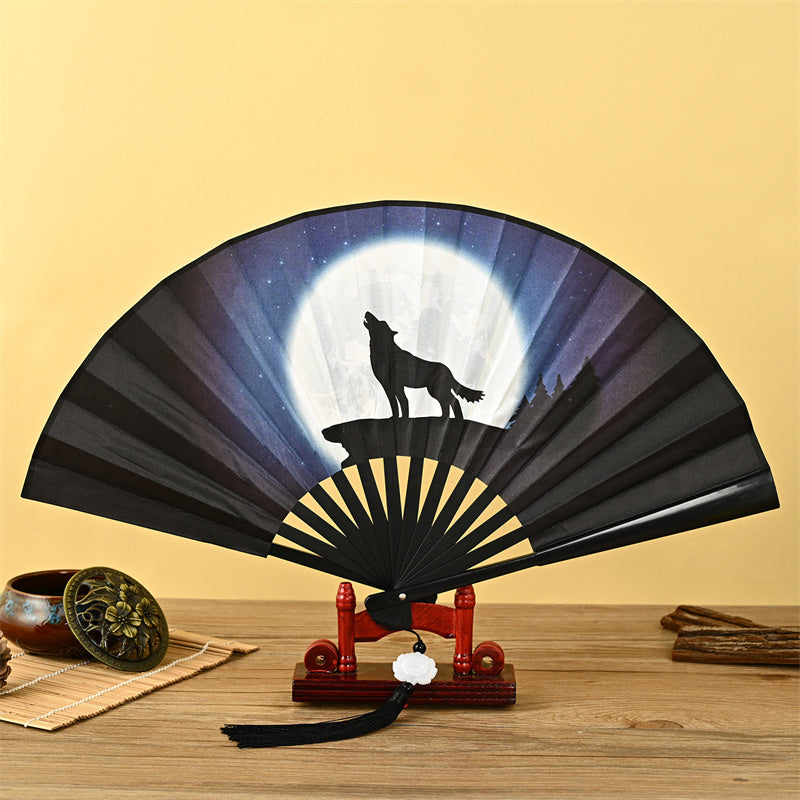 Foviel Drachen Phoenix Tiger Kranich Adler Wolf Koi Fisch Handheld Faltfan Lotusigar Fan