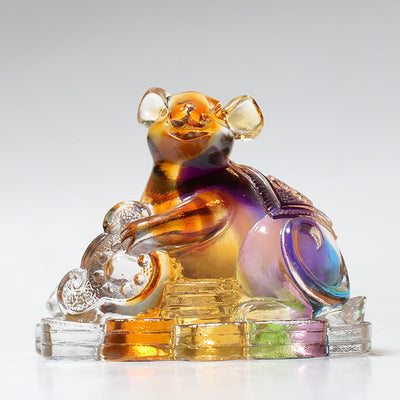 Buddha Stones Year of the Dragon Handmade 12 Chinese Zodiac Liuli Crystal Art Piece Protection Home Office Decoration - Rat About 8.5*5.5*8cm - image 4