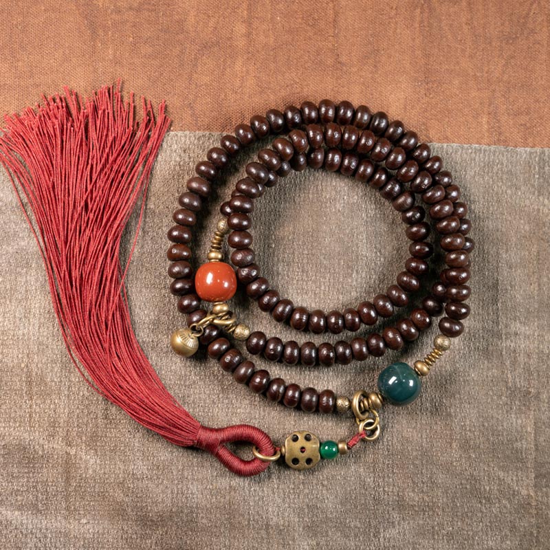 Foviel 108 Mala Beads Natural Tibet Purple Bodhi Seed Auspiciousness Bracelet