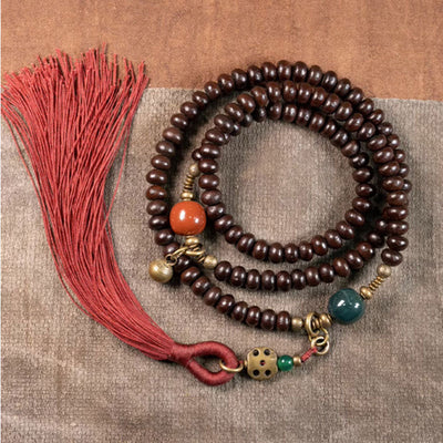 Buddha Stones 108 Mala Beads Natural Tibet Purple Bodhi Seed Auspiciousness Bracelet - image 14