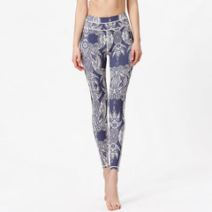 Buddha Stones Flowers Leaves Print Pants Sports Fitness Yoga Leggings Women's Yoga Pants - Lavender White - US8-10，UK/AU12-14，EU40-42 (XL) - image 0