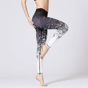 Foviel Lines Weeds Sakura Flowers Black Tree Print Pants Sports Fitness Yoga Leggings Women's Yoga Pants