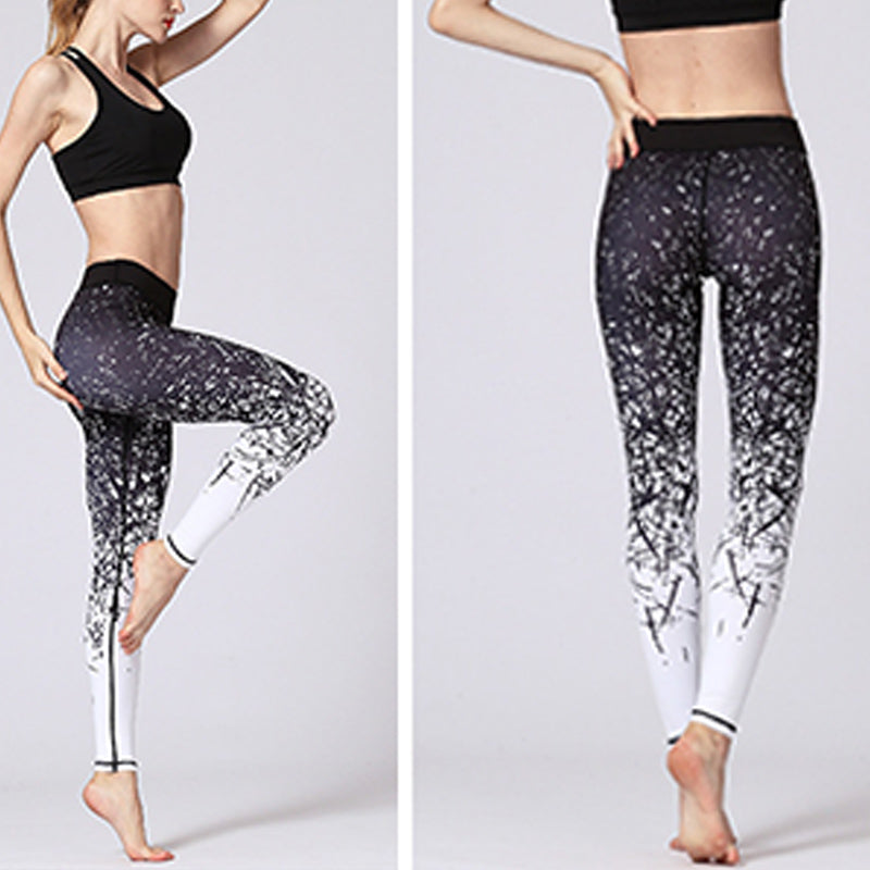 Pantalon de yoga pour femmes Foviel Lines Weeds Sakura Flowers Black Tree, legging de sport et de fitness