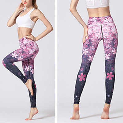 Pantalon de yoga pour femmes Foviel Lines Weeds Sakura Flowers Black Tree, legging de sport et de fitness