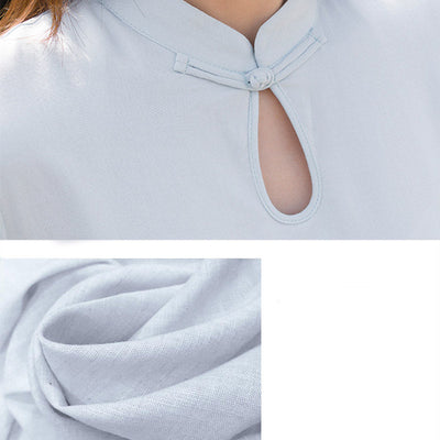Buddha Stones 2Pcs Lotus Pattern Tai Chi Meditation Yoga Cotton Linen Clothing Top Pants Women's Set - image 11