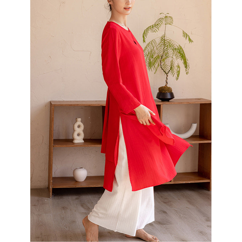 Buddha Stones 2Pcs Simple Design Tai Chi Meditation Yoga Clothing Top Pants Women's Set - image 15