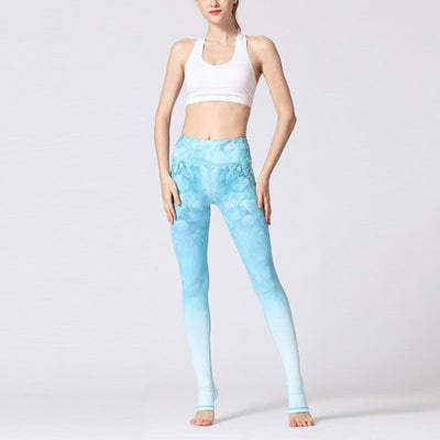Foviel Lotus Flower Floral Print Design Pants Sports Fitness Yoga Leggings Women's Yoga Pants