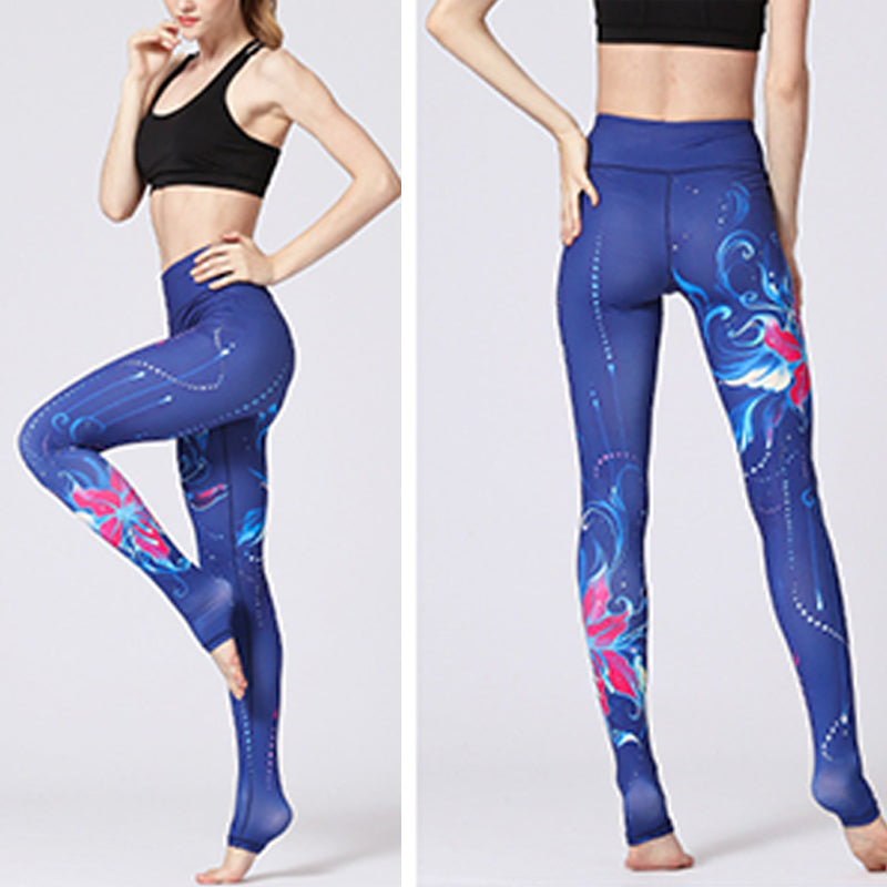 Foviel Lotus Flower Floral Print Design Pants Sports Fitness Yoga Leggings Women's Yoga Pants