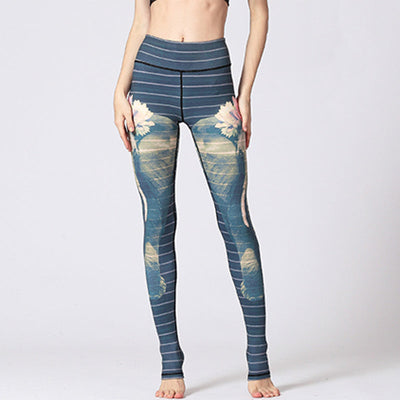 Foviel Lotus Flower Floral Print Design Pants Sports Fitness Yoga Leggings Women's Yoga Pants