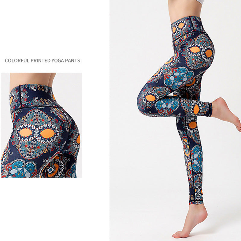 Foviel Flowers Leaves Birds Print Pants Sports Fitness Yoga Dance Leggings Women's Yoga Pants
