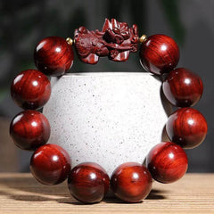 Foviel Kleine Blatt rotes Sandelholz PiXiu Schutz Armband