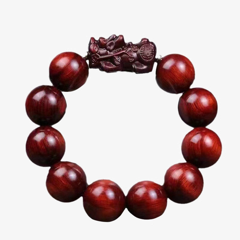 Foviel Kleine Blatt rotes Sandelholz PiXiu Schutz Armband