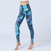 Foviel Leaves Print Pants Sports Fitness Yoga High Waist Leggings Women's Yoga Pants