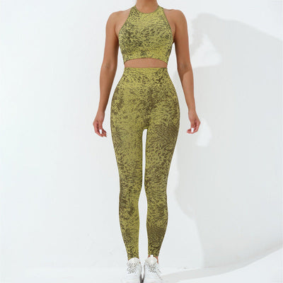 Buddha Stones 2Pcs Seamless Print Fitness Crop Tank Top Pants Sports Gym Outfits Women's Yoga Sets - image 1