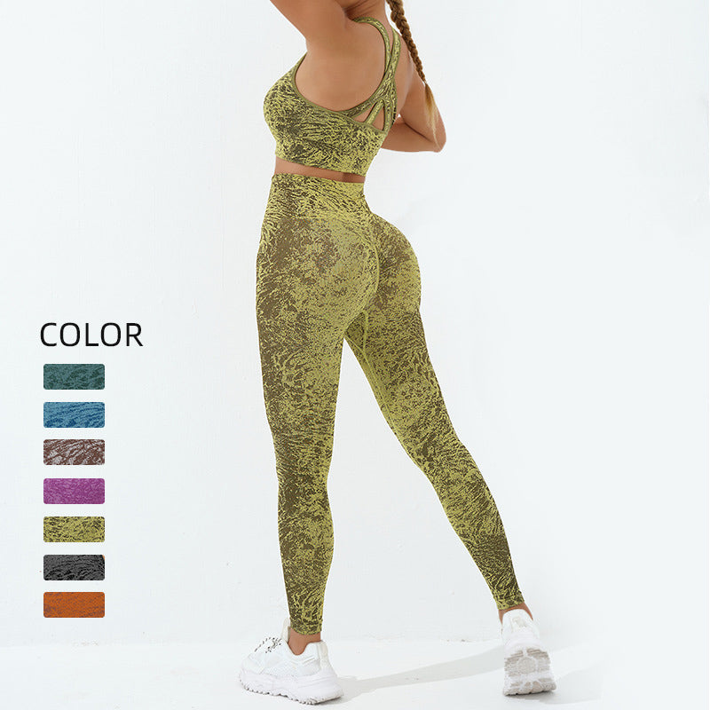 Buddha Stones 2Pcs Seamless Print Fitness Crop Tank Top Pants Sports Gym Outfits Women's Yoga Sets - image 5