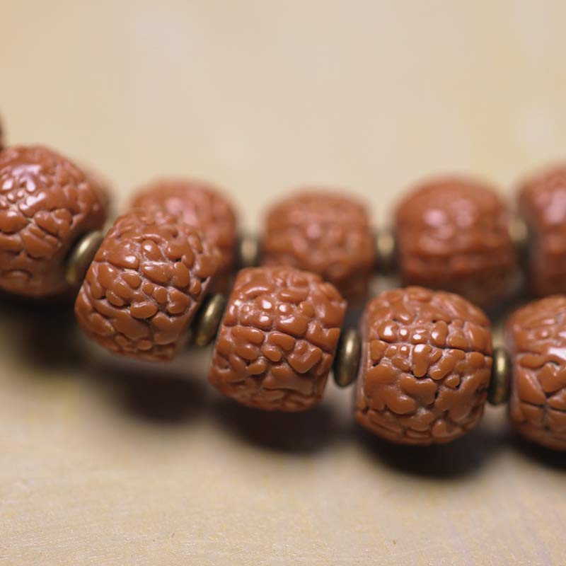 Buddha Stones 108 Mala Rudraksha Beads Bodhi Seed Dzi Bead Luck Auspiciousness Tassel Bracelet Bracelet Mala BS 5