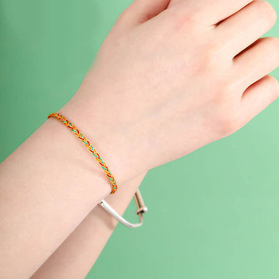 Buddha Stones Handmade Multicolored Dragon Scale Pattern Braid String Bracelet - image 11