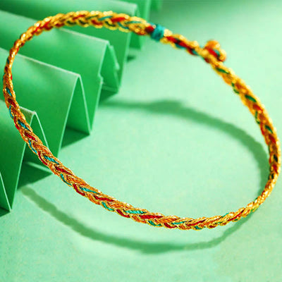 Buddha Stones Handmade Multicolored Dragon Scale Pattern Braid String Bracelet - image 4