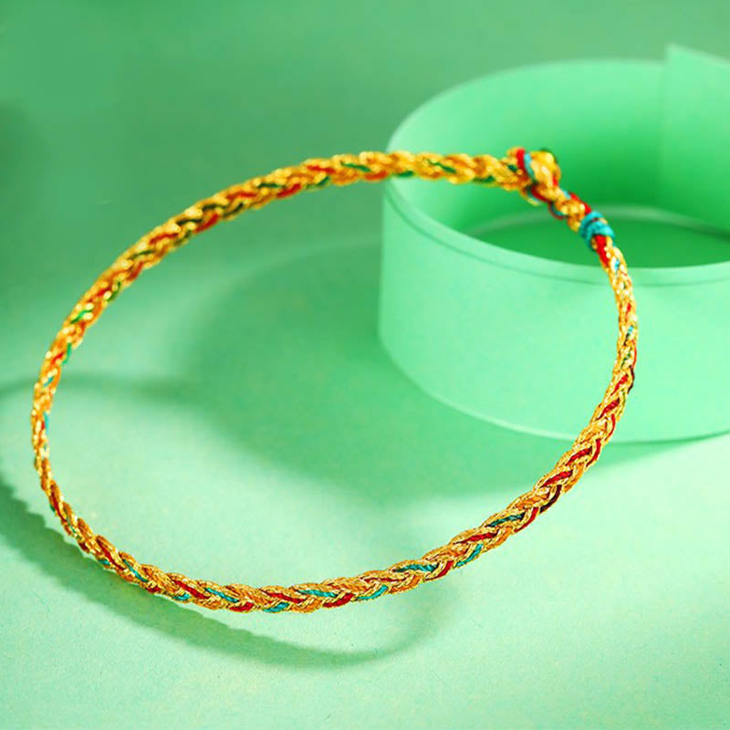 Buddha Stones Handmade Multicolored Dragon Scale Pattern Braid String Bracelet - image 3