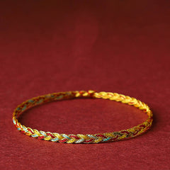 Buddha Stones Handmade Multicolored Dragon Scale Pattern Braid String Bracelet - 19cm - image 0