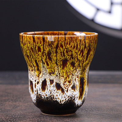 Buddha Stones Vintage Kiln Change Design Ceramic Coffee Mug Tea Cup 150ml - Yellow White 7.5cm*7.5cm*150ml - image 10