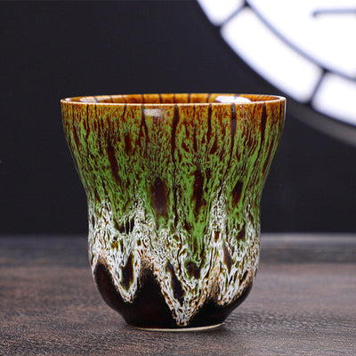 Buddha Stones Vintage Kiln Change Design Ceramic Coffee Mug Tea Cup 150ml - Green White 7.5cm*7.5cm*150ml - image 9
