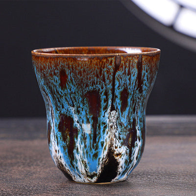 Buddha Stones Vintage Kiln Change Design Ceramic Coffee Mug Tea Cup 150ml - Blue White 7.5cm*7.5cm*150ml - image 2