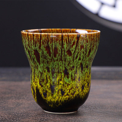 Buddha Stones Vintage Kiln Change Design Ceramic Coffee Mug Tea Cup 150ml - Green 7.5cm*7.5cm*150ml - image 15