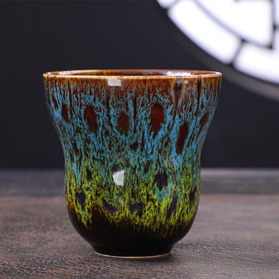 Buddha Stones Vintage Kiln Change Design Ceramic Coffee Mug Tea Cup 150ml - Blue Yellow 7.5cm*7.5cm*150ml - image 16