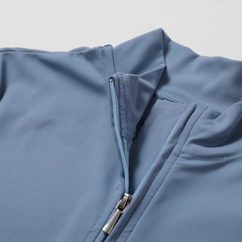 Combinaison moulante de sport Foviel pour femme, à manches longues et fermeture éclair, idéale pour le yoga et le fitness