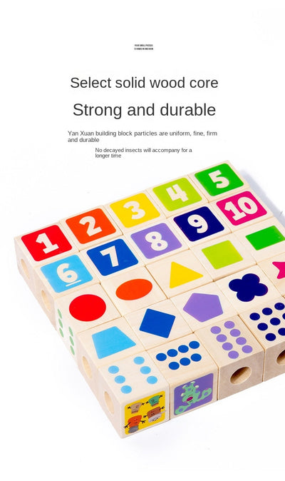 Juego de construcción de bloques de madera con cuentas