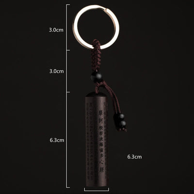 Buddha Stones Tibet Ebony Heart Sutra Peace Key Chain - image 4