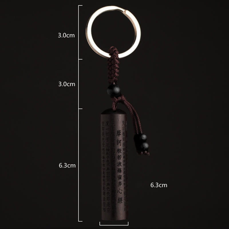 Buddha Stones Tibet Ebony Heart Sutra Peace Key Chain - image 4