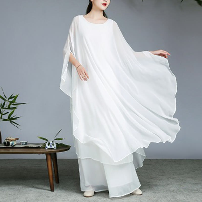 Buddha Stones Simple Pattern Midi Dress Wide Leg Pants Meditation Spiritual Zen Practice Yoga Dance Clothing - image 4