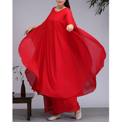 Buddha Stones Simple Pattern Midi Dress Wide Leg Pants Meditation Spiritual Zen Practice Yoga Dance Clothing - image 13